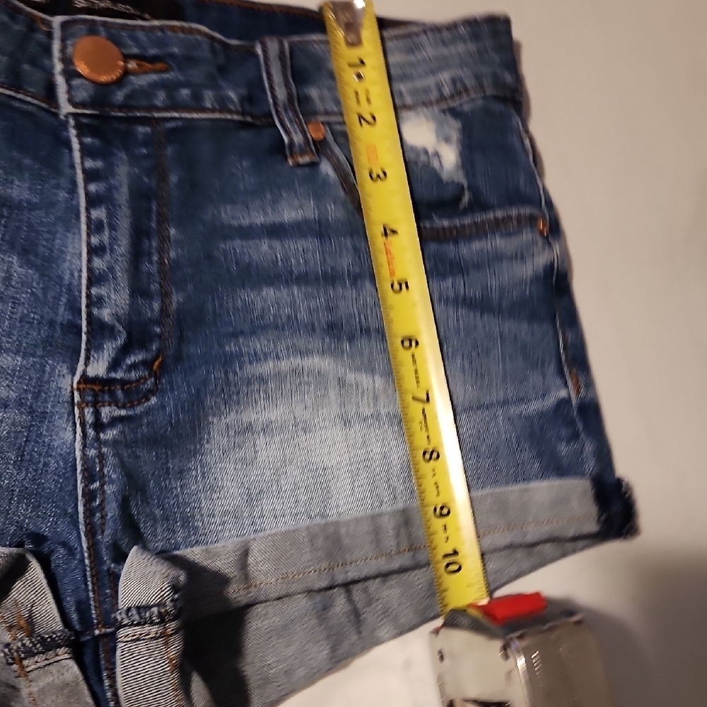 See Thru Soul Blue Distressed Jean Shorts with Rolled Cuffs - Picture 4 of 5